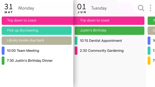 Daze Calendar: narrow view, landscape