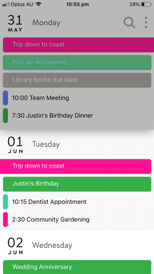Daze Calendar: narrow view, portrait