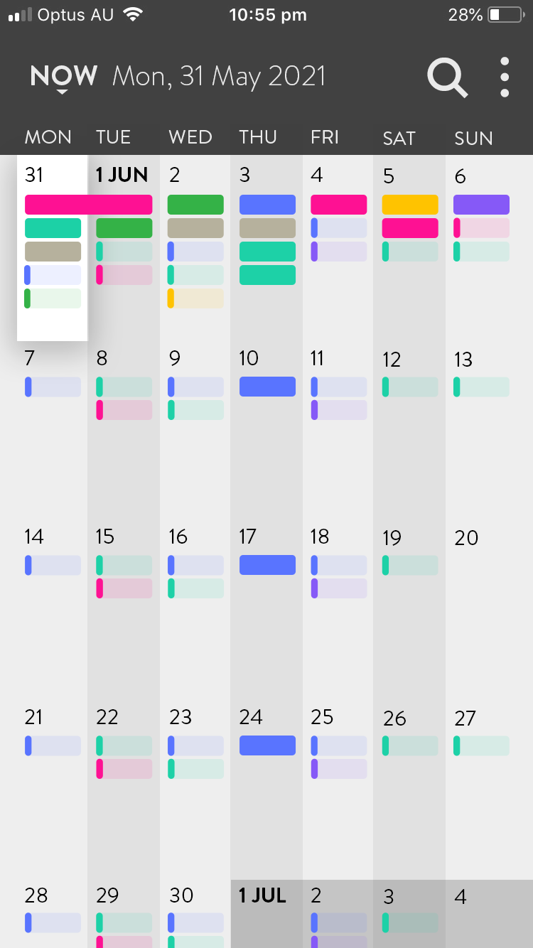 Daze Calendar: wide view, portrait